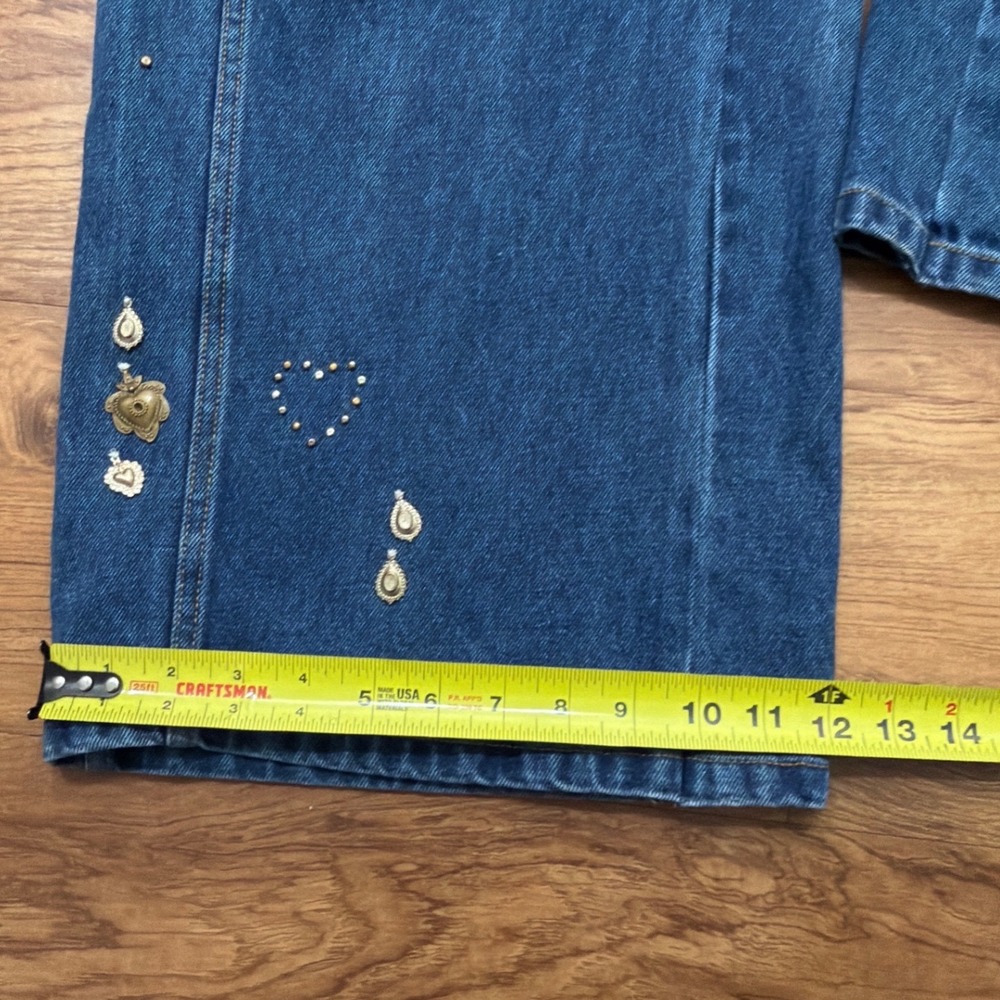Sea New York Embellished Wide Leg Baggy Jeans Blue Medium Wash Women Size 10 - Picture 10 of 14